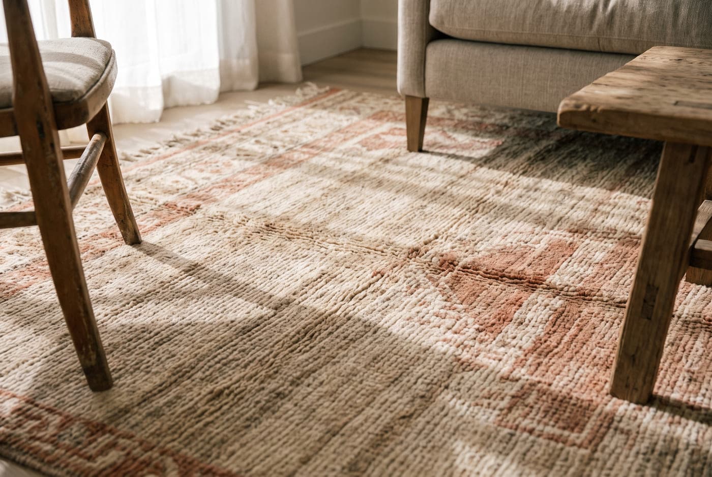 A room furnished around area rugs